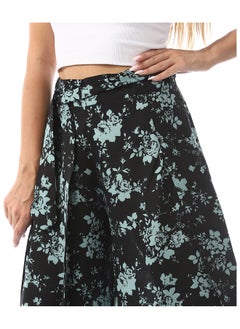 Andora Wide Leg High Waist Flory Pants_Black & Mint Green  - Image 4