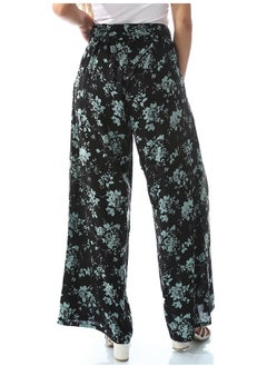 Andora Wide Leg High Waist Flory Pants_Black & Mint Green  - Image 3