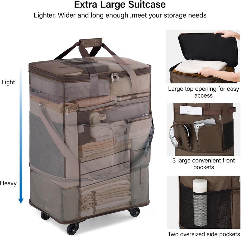 Hanke Suitcases with Wheels Expandable Foldable Luggage Bag Collapsible Rolling Travel Duffel Bag without Telescoping Handle - Image 5