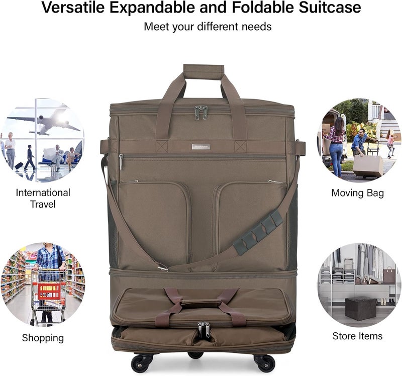 Hanke Suitcases with Wheels Expandable Foldable Luggage Bag Collapsible Rolling Travel Duffel Bag without Telescoping Handle - Image 4
