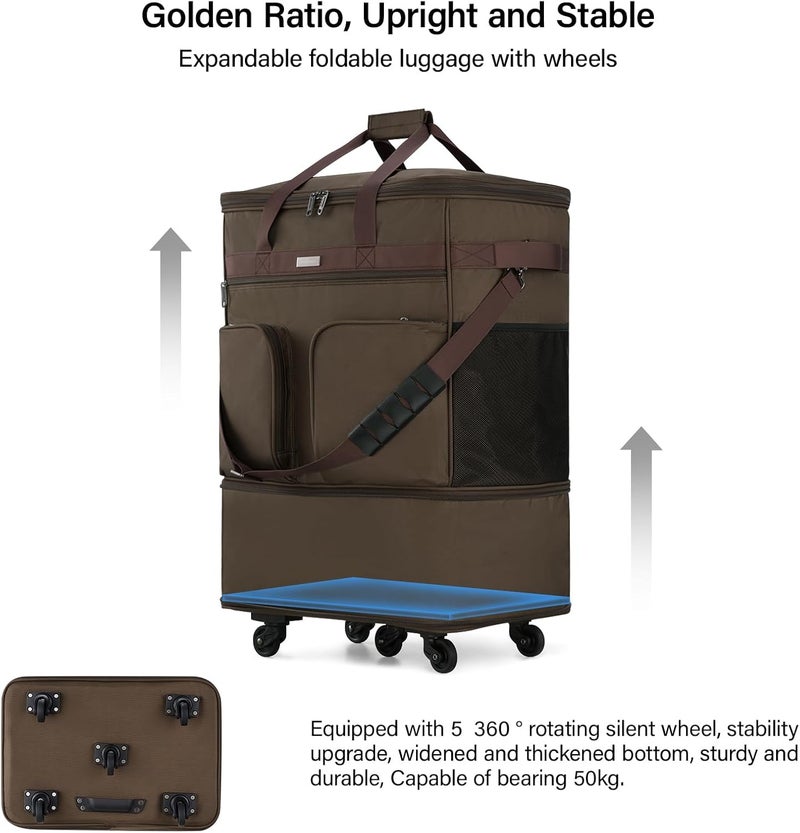 Hanke Suitcases with Wheels Expandable Foldable Luggage Bag Collapsible Rolling Travel Duffel Bag without Telescoping Handle - Image 3