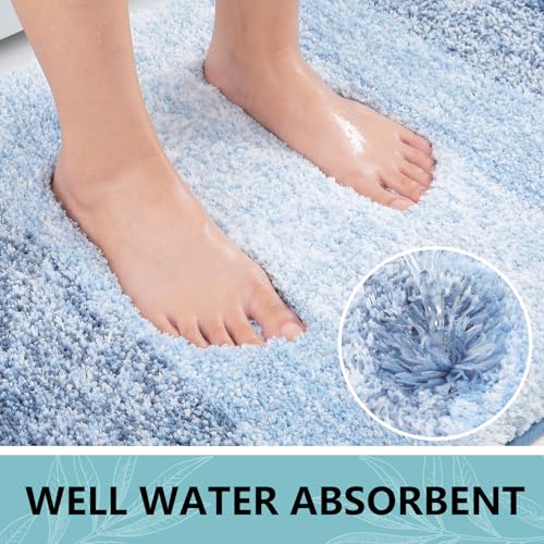 Arotive Microfiber Bathroom Rugs, Shaggy Soft and Absorbent Bath Rug, Non-Slip, Thick Plush Machine Washable Dry Bath Mats for Bathroom, Tub and Shower, 24x16, Light Blue - Image 3