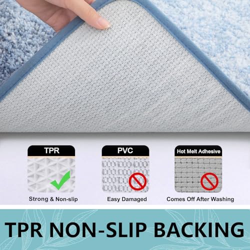 Arotive Microfiber Bathroom Rugs, Shaggy Soft and Absorbent Bath Rug, Non-Slip, Thick Plush Machine Washable Dry Bath Mats for Bathroom, Tub and Shower, 24x16, Light Blue - Image 5