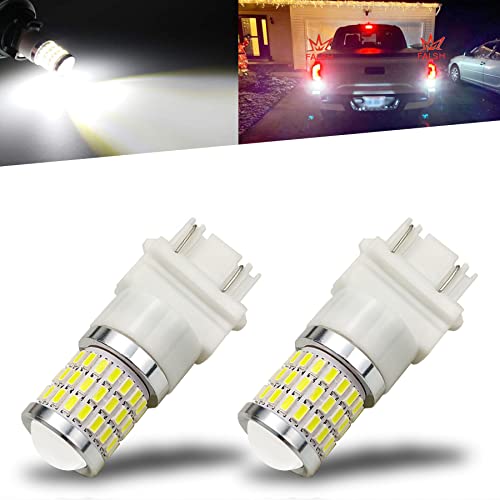 iBrightstar 9-30V Flashing Strobe Blinking LED Reverse Lights 3157 3156 3057 3056 LED Bulbs with Projector Replacement for Back Up Reverse Lights, Xenon White - Image 1