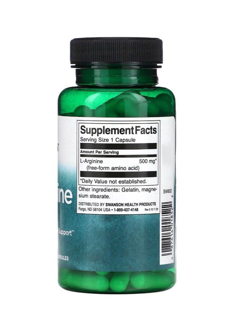 سوانسون إل-أرجينين 500 مجم 100 كبسولة - Image 2