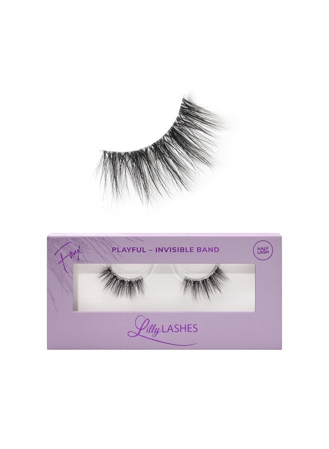 Lilly Lashes رموش صناعية شفافة مرحة بشريط غير مرئي رموش نصفية مظهر طبيعي أسلوب عيون قطة رموش فاخرة بشريط شفاف رموش قابلة لإعادة الاستخدام 20X 13 مم - Image 1