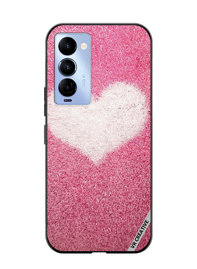 VR CREATIVE غطاء حماية لتكنو كامون 18/18 بي وردي بتصميم قلب أبيض متعدد الألوان - Image 1