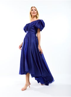 House of Moda Off Shoulder Neck High Low Hem Maxi Dress with Tie Belt by Styli  - Image 2