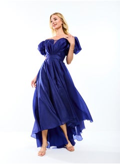 House of Moda Off Shoulder Neck High Low Hem Maxi Dress with Tie Belt by Styli  - Image 3