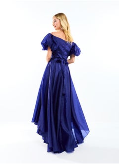 House of Moda Off Shoulder Neck High Low Hem Maxi Dress with Tie Belt by Styli  - Image 1
