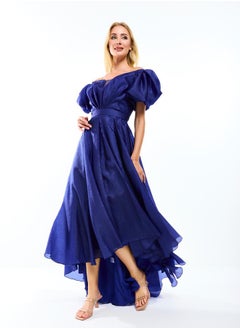 House of Moda Off Shoulder Neck High Low Hem Maxi Dress with Tie Belt by Styli  - Image 4