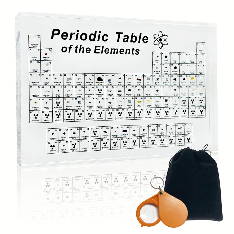 BEWITU Periodic Table with Real Elements Inside Large Acrylic Periodic Table of Elements with Flannel Bag Chemistry Gifts for Kids Adults Teacher 83 x 55 - Image 2