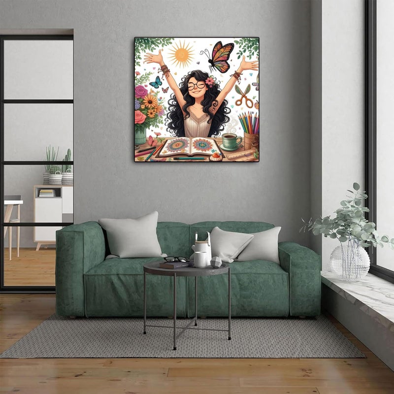ckdiluy Painting Girl Diamond Art Kits for Adults, DIY Diamond Painting Kits Round Diamond Dots for Adults, 5D Full Drill Painting Kit Art and Crafts for Adult Home Wall Decor 14 X 14inch - Image 4