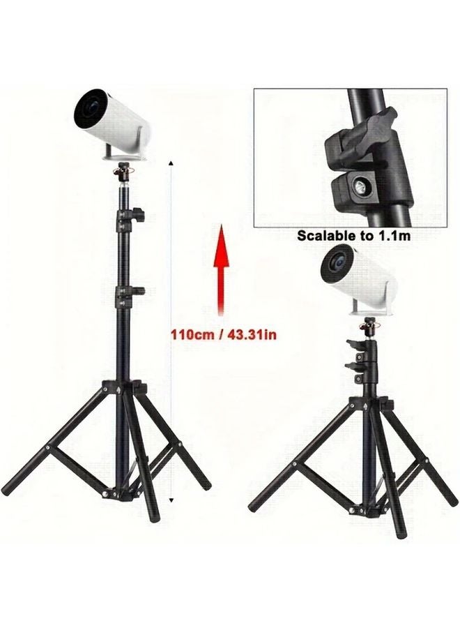 Black Durable Adjustable Height Projector Tripod Stand Carbon Steel Plastic 50 110cm Stable Anti Shake 360 Flexible Portable Telescopic - Image 3