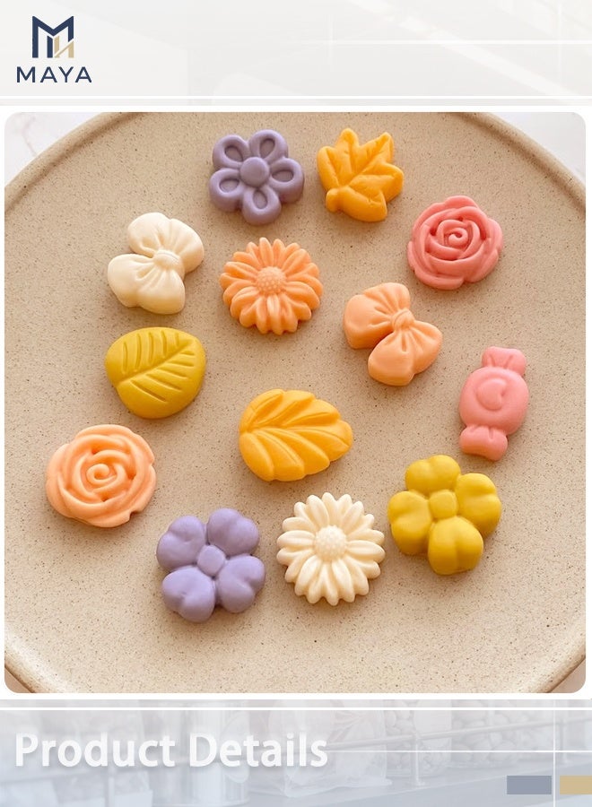 Maya Flower Candy Molds Silicone 2PCS Daisy Flower Chocolate Molds Tulip Flower Molds Bow Tie Leaf Jello Molds Ice Mold Pudding Molds Soap Molds Cookie Molds for Desserts Making - Image 3