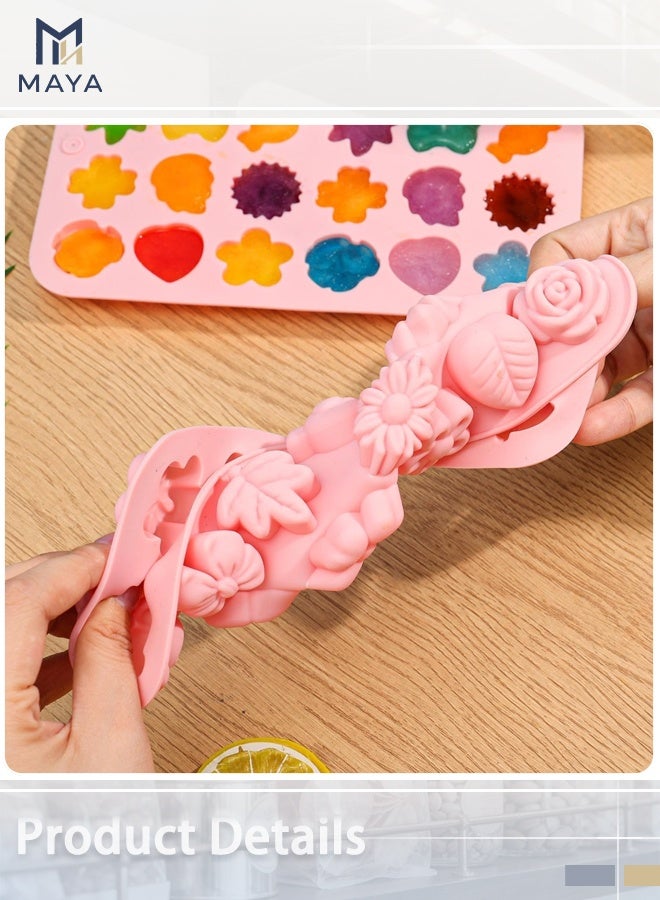 Maya Flower Candy Molds Silicone 2PCS Daisy Flower Chocolate Molds Tulip Flower Molds Bow Tie Leaf Jello Molds Ice Mold Pudding Molds Soap Molds Cookie Molds for Desserts Making - Image 4