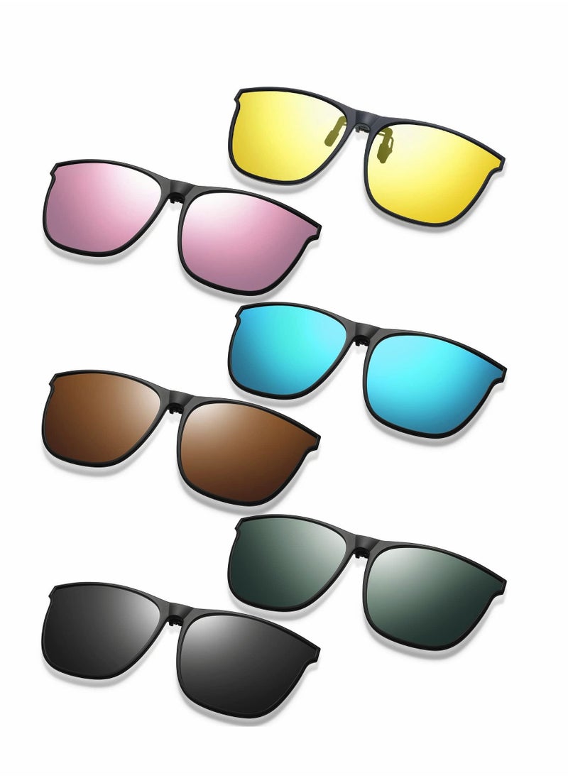 Captaintech Sunglasses, 6 Pair Polarized Clip-on Sunglasses Anti-glare TR90 Frame Flip Up Driving Clip-on Glasses for Women and Men, Polarized Glare Reduce, High Definition Vision  - Image 1