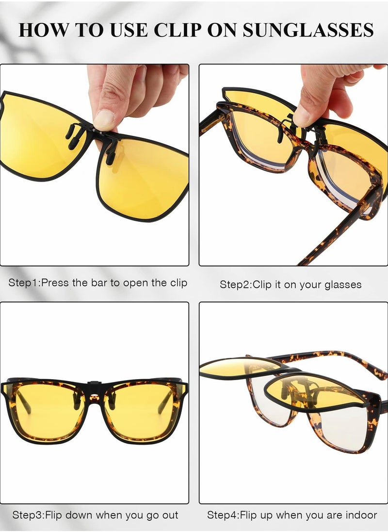 Captaintech Sunglasses, 6 Pair Polarized Clip-on Sunglasses Anti-glare TR90 Frame Flip Up Driving Clip-on Glasses for Women and Men, Polarized Glare Reduce, High Definition Vision  - Image 4
