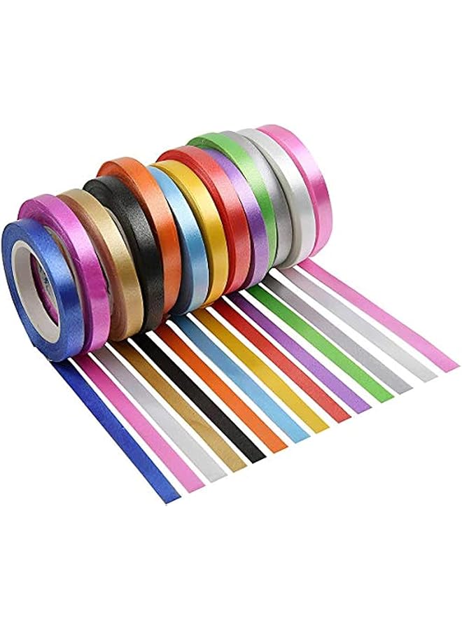 The Bros 13 color 26 Curly Ribbon set Colorful Curly Balloon string Gift Wrap Ribbon balloon double-sided curlers suitable for Christmas Thanksgiving wedding party home holiday balloon flower decoration - Image 1