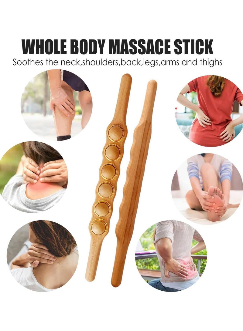GGOOT Massage Stick,Smooth Exercise Roller - Muscle Roller Stick Ease Muscle Stiffness & Soreness Gua Sha for Thigh, Calf, Arm, Forearm, Neck, Hamstring - Image 2