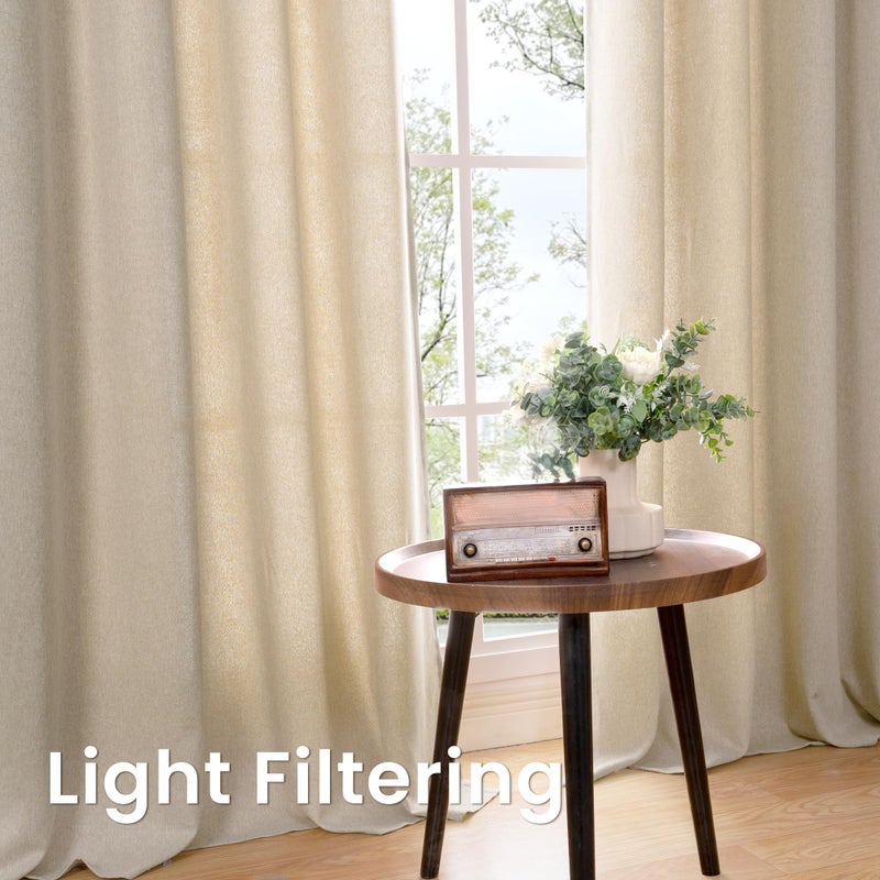 BGment Oatmeal Linen Curtains for Bedroom 63 Inch Length, No See Through Textured Privacy Window Drapes for Living Room Thick Curtain with Grommet Top Light Filtering, 2 Panels, Each 52 Inch Wide - Image 4