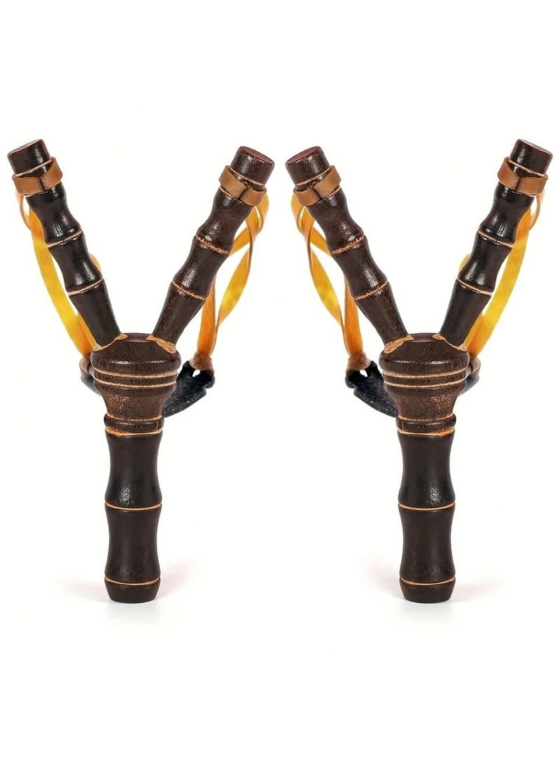 Rally Wooden 2-Piece Slingshot Catapult Hand Made Classic Bamboo Style Traditional Toy For Kids 19.5x10cm - Image 1