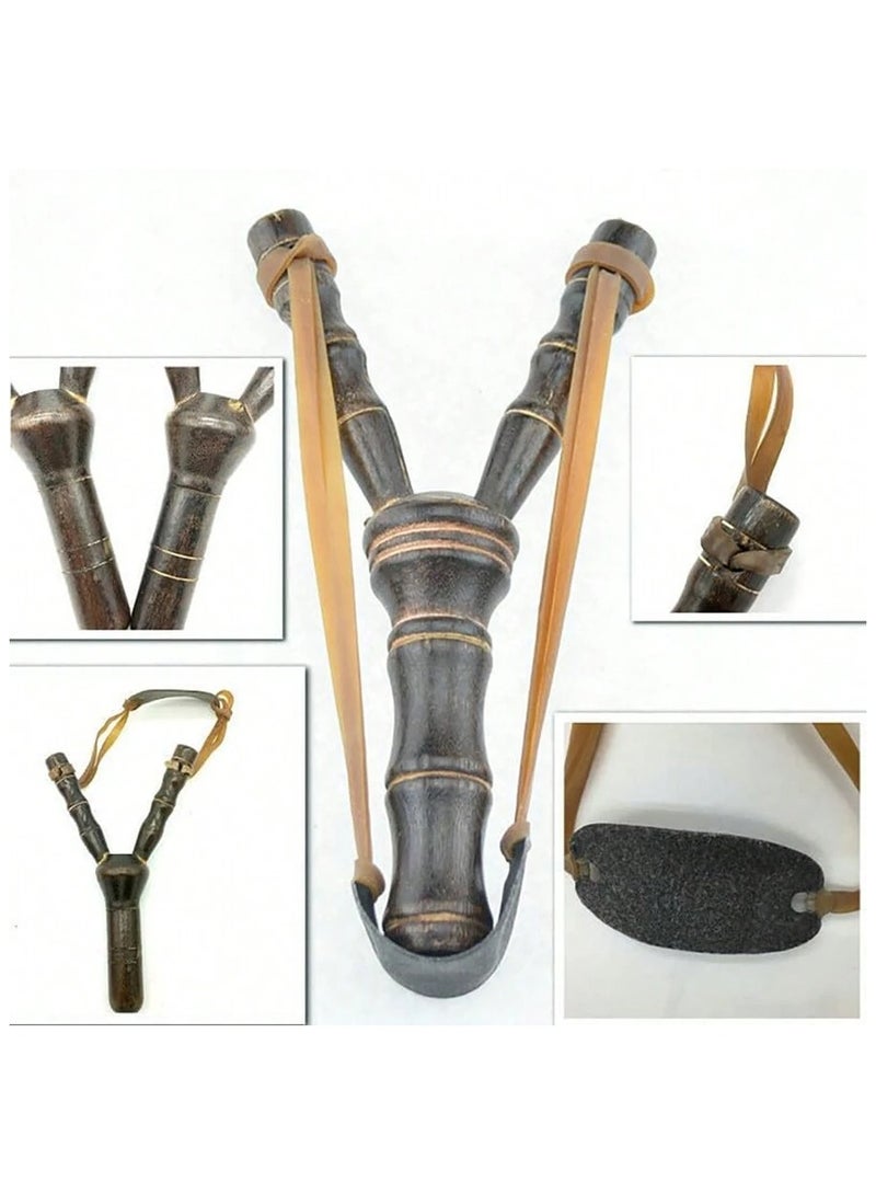 Rally Wooden 2-Piece Slingshot Catapult Hand Made Classic Bamboo Style Traditional Toy For Kids 19.5x10cm - Image 5