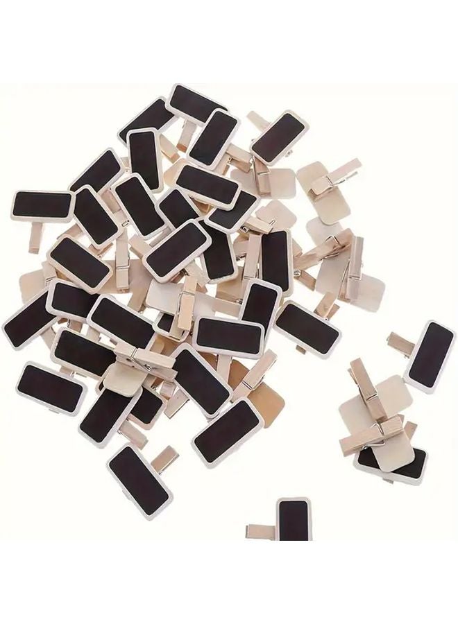 20 قطعة من لافتات السبورة الصغيرة الخشبية مع مشابك للملاحظات المنزلية والاستخدام المكتبي - Image 2