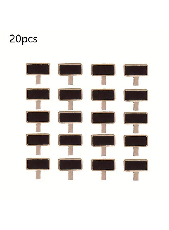 20 قطعة من لافتات السبورة الصغيرة الخشبية مع مشابك للملاحظات المنزلية والاستخدام المكتبي - Image 1