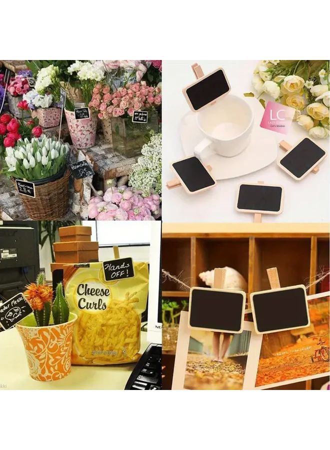 20 قطعة من لافتات السبورة الصغيرة الخشبية مع مشابك للملاحظات المنزلية والاستخدام المكتبي - Image 3