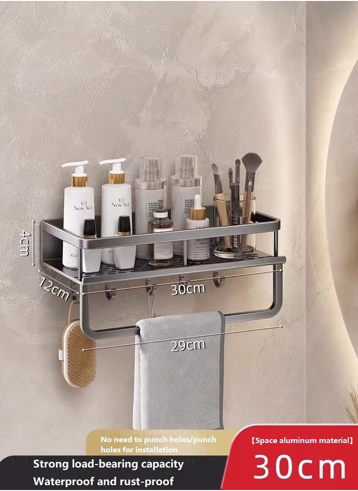 Generic Bathroom shelf No need to drill holes Wall storage layer Waterproof and rust -proof ， A corner stand ， Soap rack ， hanger towel  - Image 1