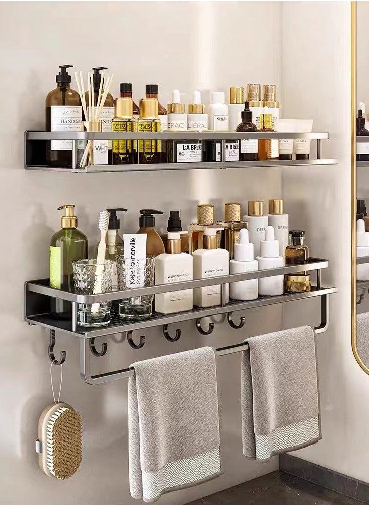 Generic Bathroom shelf No need to drill holes Wall storage layer Waterproof and rust -proof ， A corner stand ， Soap rack ， hanger towel  - Image 3