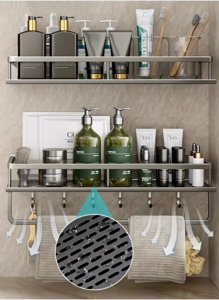 Generic Bathroom shelf No need to drill holes Wall storage layer Waterproof and rust -proof ， A corner stand ， Soap rack ， hanger towel  - Image 2