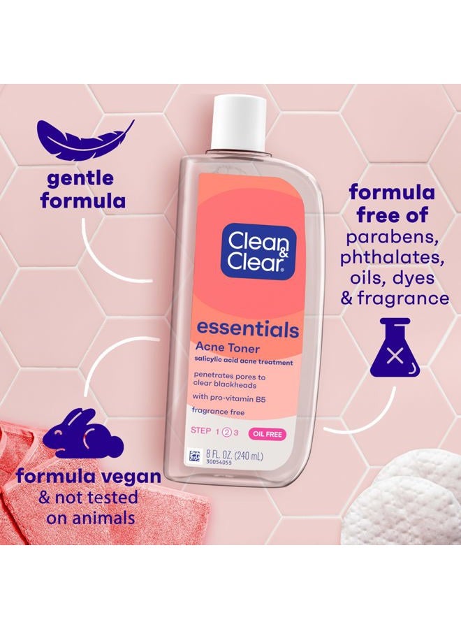 Clean & Clear Essentials Oil-Free Acne Toner, 2% Salicylic Acid Acne Treatment, Gentle Facial Toner for Pimples Cleanses Pores to Clear & Remove Blackheads, Fragrance Free, 8 fl. oz - Image 5