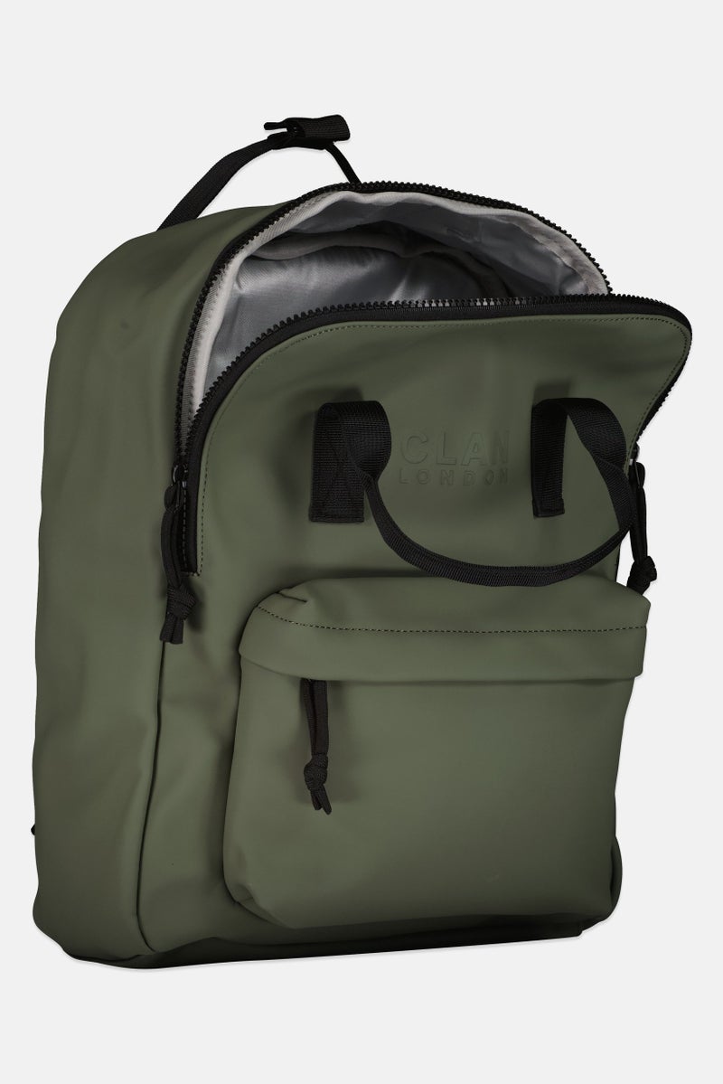 Clan London Women Brand Logo Backpack, Khaki Green - Image 3