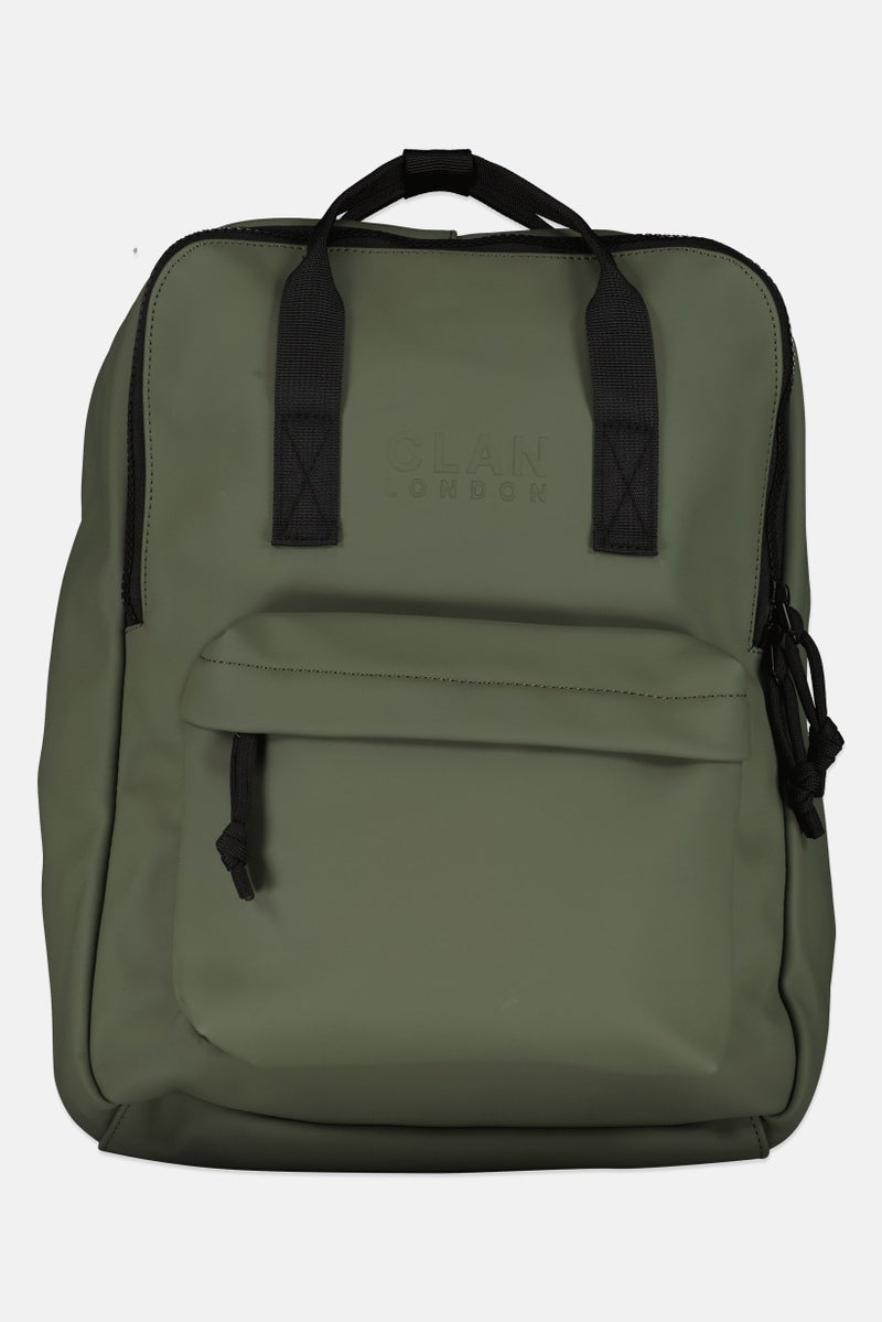 Clan London Women Brand Logo Backpack, Khaki Green - Image 1
