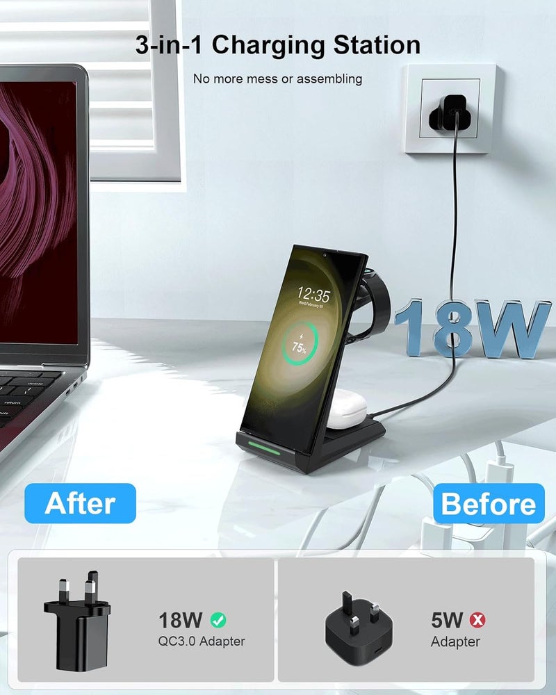 NANAMI Wireless Charger for Samsung - 3-in-1 Charging Station - Image 4