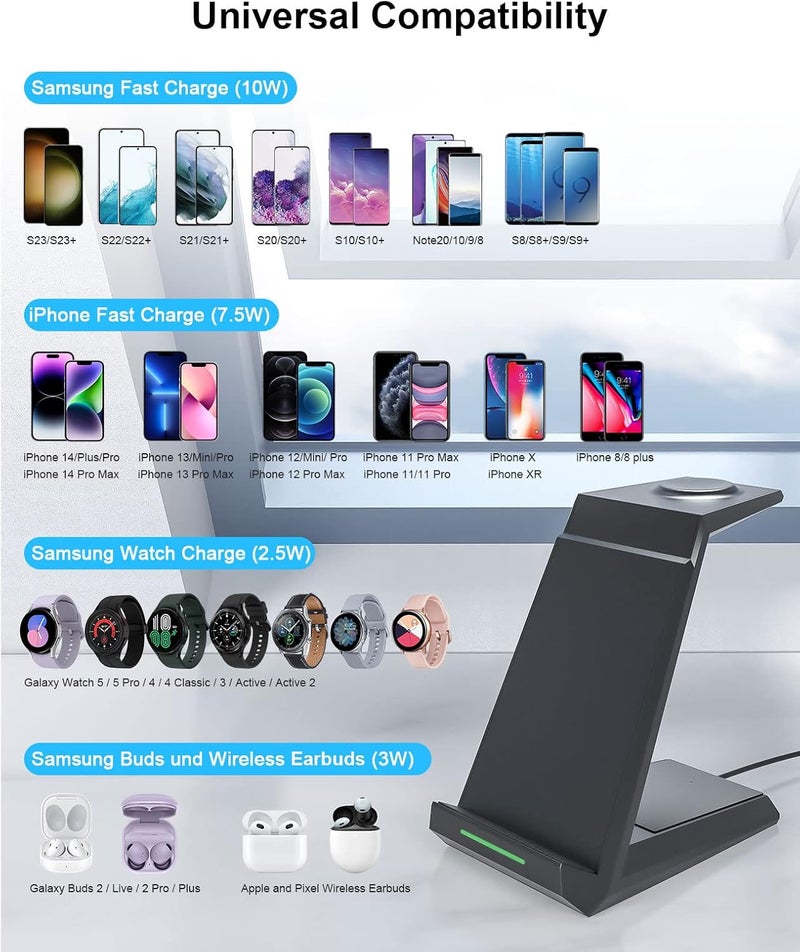 NANAMI Wireless Charger for Samsung - 3-in-1 Charging Station - Image 2