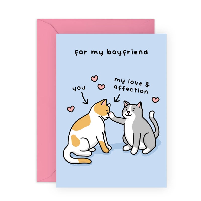 CENTRAL 23 Valentines Day Card - Boyfriend Birthday Card - Anniversary Card For Him - Cat Themed Gifts For Men - Thinking Of You Card - Sweet Cat Birthday Cards For Men - Comes With Cute Stickers - Image 1