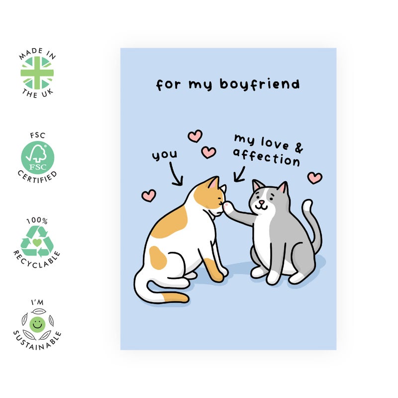 CENTRAL 23 Valentines Day Card - Boyfriend Birthday Card - Anniversary Card For Him - Cat Themed Gifts For Men - Thinking Of You Card - Sweet Cat Birthday Cards For Men - Comes With Cute Stickers - Image 2