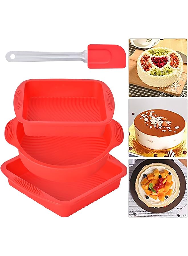 Excefore Bread Baking Mould And Loaf Tin, Set Of 3 Non Stick Silicone Baking Moulds Set Including Cake Mould Bread/Toast Mould Silicone Spatula For Homemade Cakes, Breads, Meatloaf And Quiche - Image 1