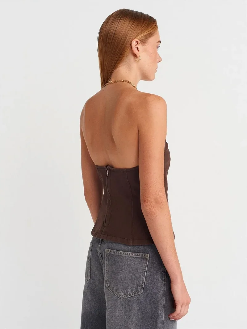 ديلفين DILVIN Strapless Fitted Peplum Blouse