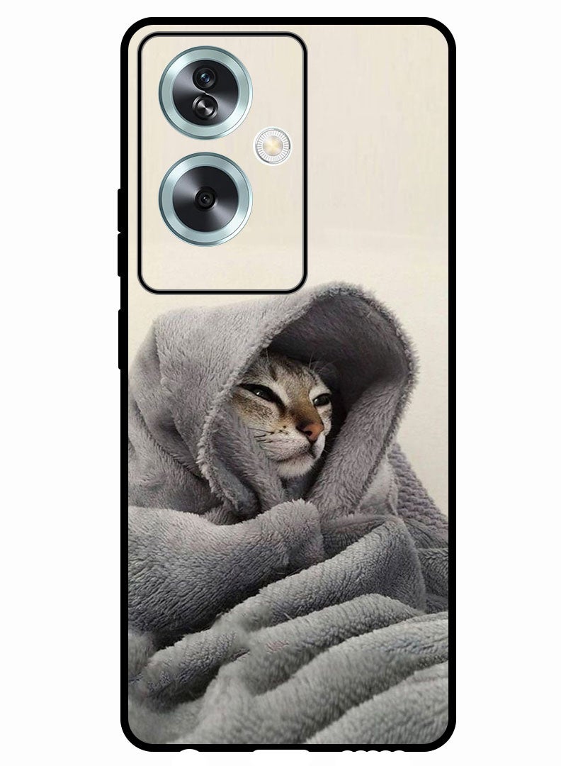 Theodor Protective Case Anti Scratch Shock Proof Bumper Cover For Oppo A2 Cat in Blanket - Image 1