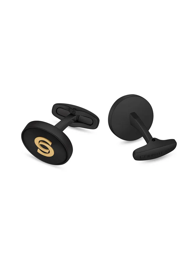 CERRUTI 1881  Davide Black Stainless Steel with Gold Logo Cufflinks for Men for Men | Best Price UAE
