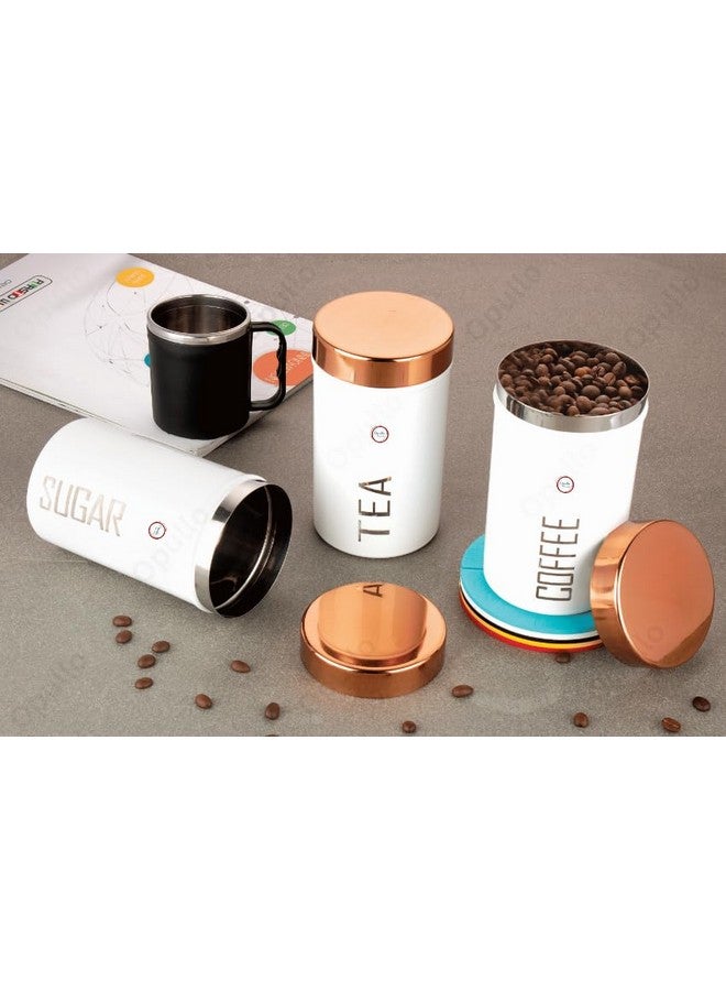 Opullo Mother's Choice Tea Coffee Sugar Containers Set | Coffee Tea Sugar Container Set | Stainless Steel Coffee Tea Sugar Canister Set of 3 | 500 Gms - Image 2