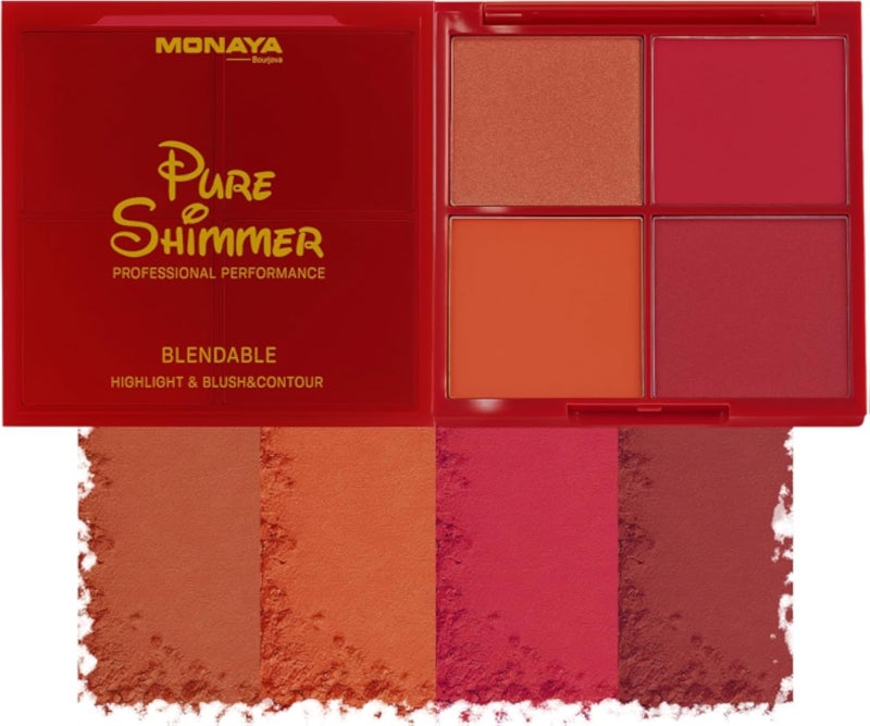 Monaya BHC002 Pure Shimmer Blendable Highlight & Blush&Contour - 4 color OSL-BHC002