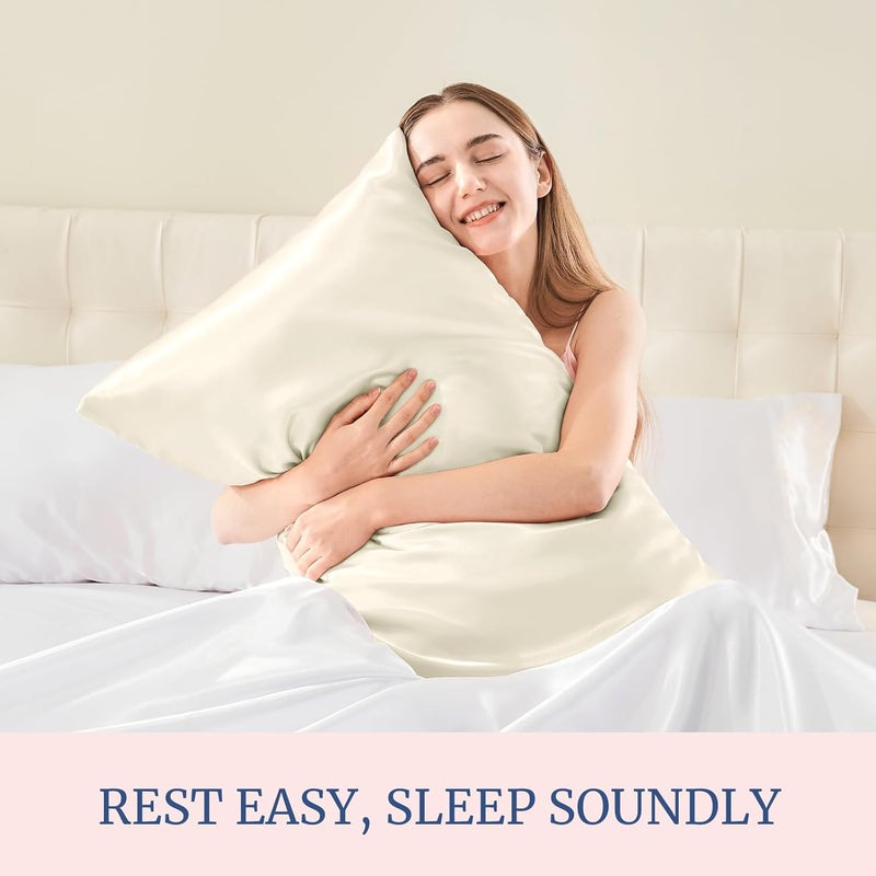 BEDELITE Budget friendly sizing alternatives Satin Silk Pillowcase for Hair and Skin, Beige Pillow Cases Standard Size Set of 2 Pack Super Soft Pillow Case with Envelope Closure (20x26 Inches) Global upgraded practical design - Image 4