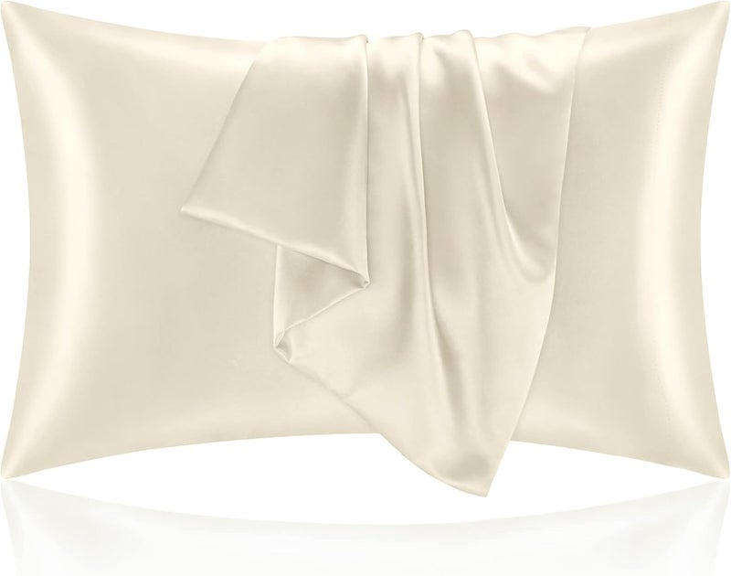 BEDELITE Budget friendly sizing alternatives Satin Silk Pillowcase for Hair and Skin, Beige Pillow Cases Standard Size Set of 2 Pack Super Soft Pillow Case with Envelope Closure (20x26 Inches) Global upgraded practical design - Image 1