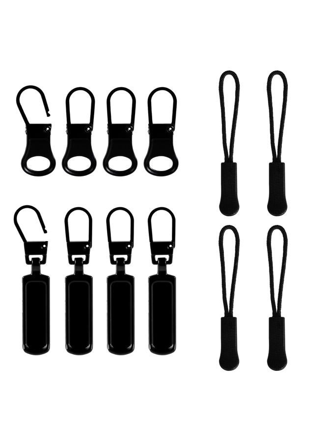 SAVITA 12pcs Zipper Pull Replacement, Detachable Zipper Pull Practical Metal and Plastic Zipper Pull Tabs Zipper Pull Cord Extender for Jackets Jeans Wallets (3 Designs)  - Image 1