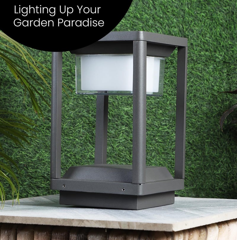 GIGAWATTS 0002 Outdoor Gate Light – 12W Integrated Light 101% Rust & Waterproof Die-Casting Aluminum, Polycarbonate Piller Lamp Base Mount Grey Exterior Fixture for Garden, Boundary & Home Entrance - Image 5